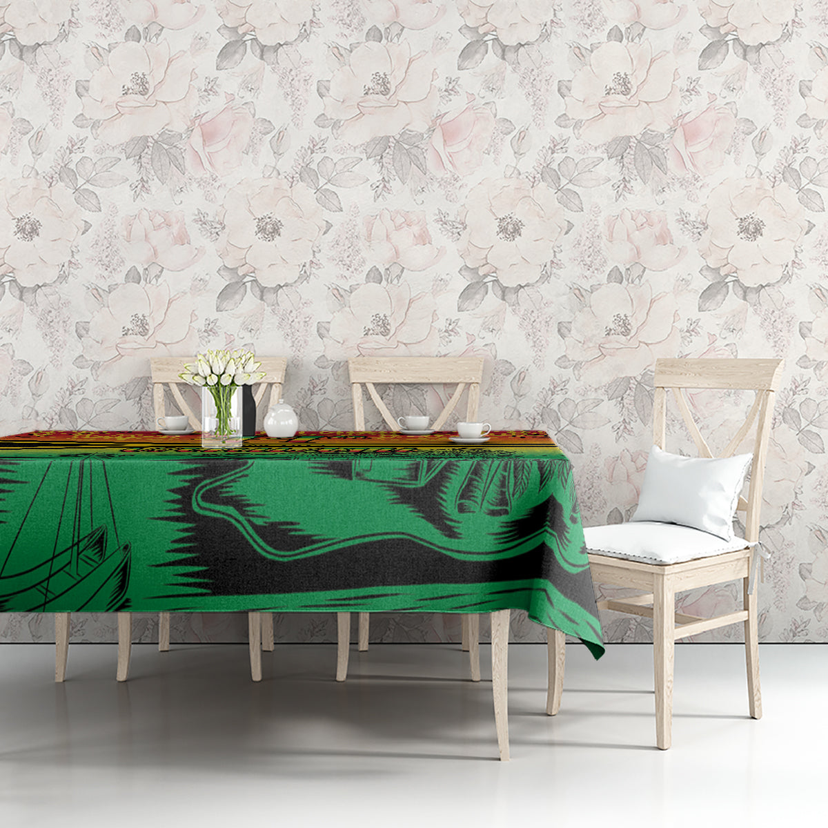Hapi 44th Indipendens Dei Vanuatu Tablecloth Yumi 1980 with Vanuatuan Beach Landscape LT9 - Polynesian Pride