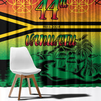 Hapi 44th Indipendens Dei Vanuatu Window Curtain Yumi 1980 with Vanuatuan Beach Landscape LT9 - Polynesian Pride