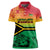 Hapi 44th Indipendens Dei Vanuatu Women Polo Shirt Yumi 1980 with Vanuatuan Beach Landscape