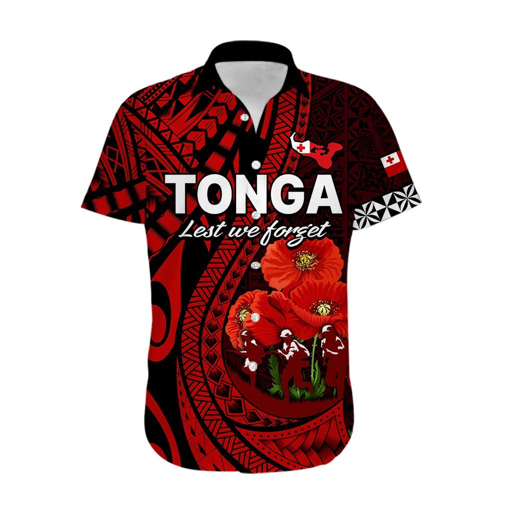 Tonga ANZAC Day Hawaiian Shirt Lest We Forget Red Version LT9 - Polynesian Pride