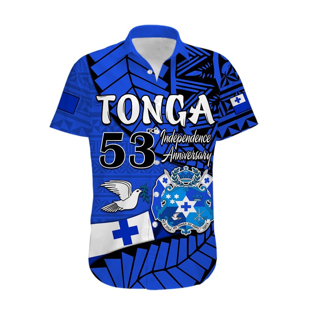 Tonga Emancipation Day Hawaiian Shirt Happy 53rd Independence Anniversary Blue Version LT9 - Polynesian Pride