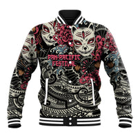 Personalized Japanese Kitsune Mask Baseball Jacket With Polynesian Arty Style LT9 Unisex Black - Polynesian Pride