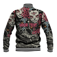 Personalized Japanese Kitsune Mask Baseball Jacket With Polynesian Arty Style LT9 - Polynesian Pride