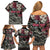 Personalized Japanese Kitsune Mask Family Matching Off Shoulder Short Dress and Hawaiian Shirt With Polynesian Arty Style