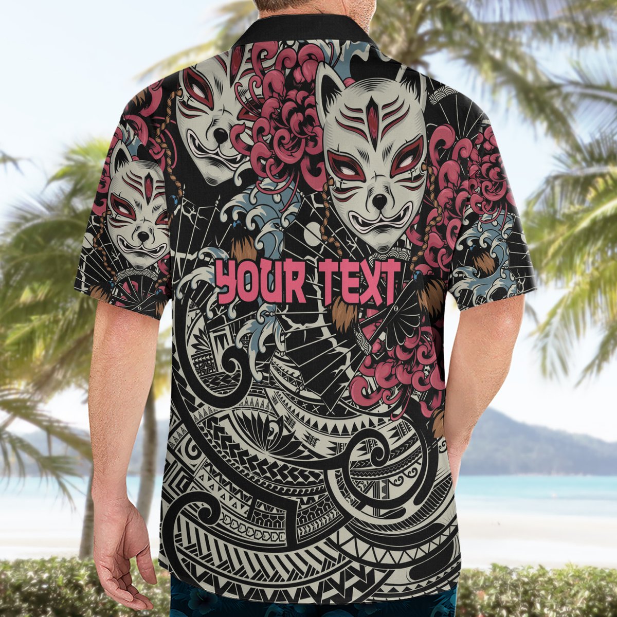 Personalized Japanese Kitsune Mask Hawaiian Shirt With Polynesian Arty Style LT9 - Polynesian Pride