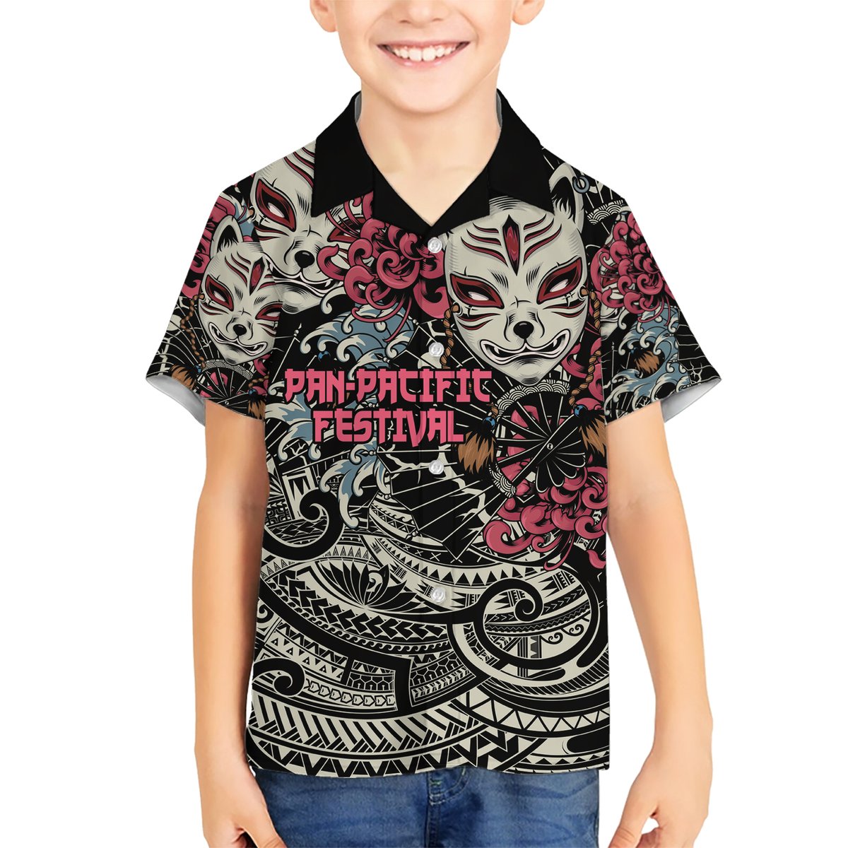Personalized Japanese Kitsune Mask Hawaiian Shirt With Polynesian Arty Style LT9 - Polynesian Pride