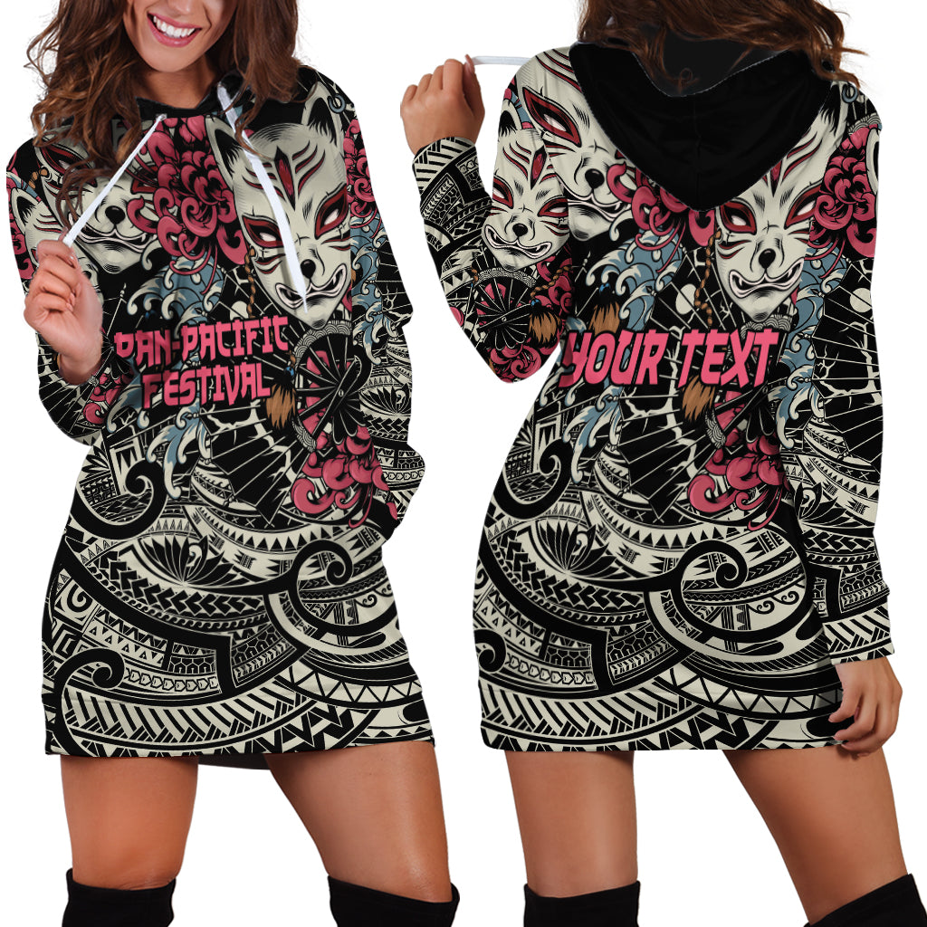 Personalized Japanese Kitsune Mask Hoodie Dress With Polynesian Arty Style LT9 - Polynesian Pride