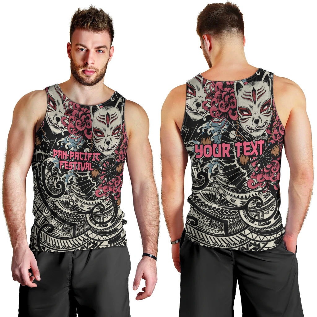 Personalized Japanese Kitsune Mask Men Tank Top With Polynesian Arty Style LT9 - Polynesian Pride