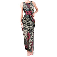 Personalized Japanese Kitsune Mask Tank Maxi Dress With Polynesian Arty Style LT9 Women Black - Polynesian Pride