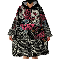 Personalized Japanese Kitsune Mask Wearable Blanket Hoodie With Polynesian Arty Style LT9 - Polynesian Pride