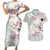 Personalized Japanese Shirasagi Bird Couples Matching Short Sleeve Bodycon Dress and Hawaiian Shirt Sakura and Hibiscus Polynesian Pattern