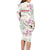 Personalized Japanese Shirasagi Bird Family Matching Long Sleeve Bodycon Dress and Hawaiian Shirt Sakura and Hibiscus Polynesian Pattern