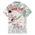 Personalized Japanese Shirasagi Bird Family Matching Off Shoulder Maxi Dress and Hawaiian Shirt Sakura and Hibiscus Polynesian Pattern