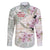 Personalized Japanese Shirasagi Bird Family Matching Off Shoulder Maxi Dress and Hawaiian Shirt Sakura and Hibiscus Polynesian Pattern