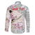 Personalized Japanese Shirasagi Bird Family Matching Off Shoulder Maxi Dress and Hawaiian Shirt Sakura and Hibiscus Polynesian Pattern