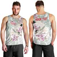 Personalized Japanese Shirasagi Bird Men Tank Top Sakura and Hibiscus Polynesian Pattern LT9 - Polynesian Pride