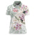 Personalized Japanese Shirasagi Bird Women Polo Shirt Sakura and Hibiscus Polynesian Pattern