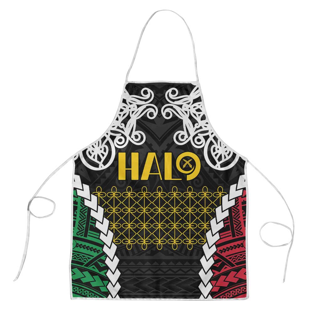 Halo Vanuatu Pride Apron Vanuatuan Sand Drawing Pattern LT9 Black - Polynesian Pride