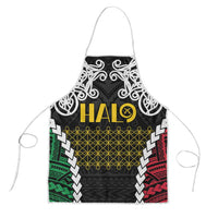 Halo Vanuatu Pride Apron Vanuatuan Sand Drawing Pattern LT9 Black - Polynesian Pride