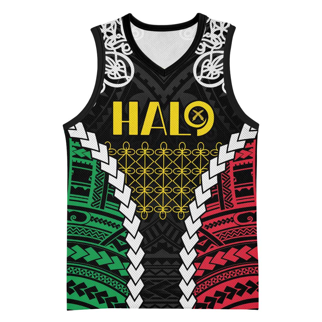 Halo Vanuatu Pride Basketball Jersey Vanuatuan Sand Drawing Pattern LT9 Unisex Black - Polynesian Pride