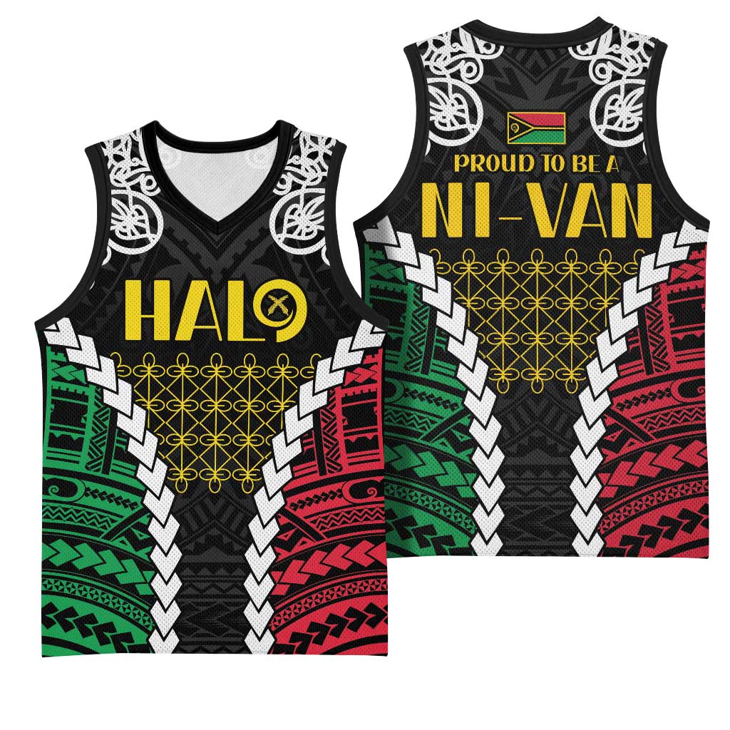 Halo Vanuatu Pride Basketball Jersey Vanuatuan Sand Drawing Pattern LT9 - Polynesian Pride