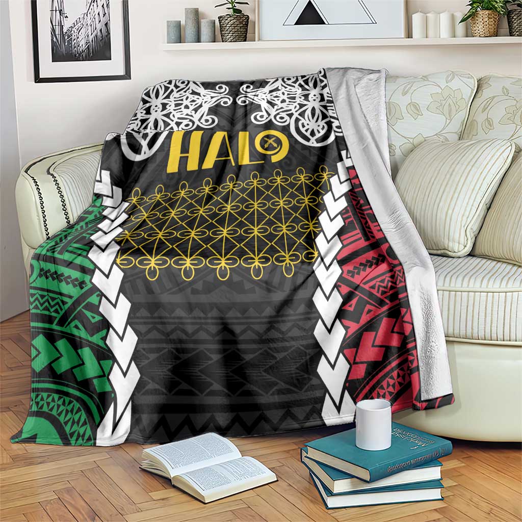 Halo Vanuatu Pride Blanket Vanuatuan Sand Drawing Pattern LT9 Black - Polynesian Pride