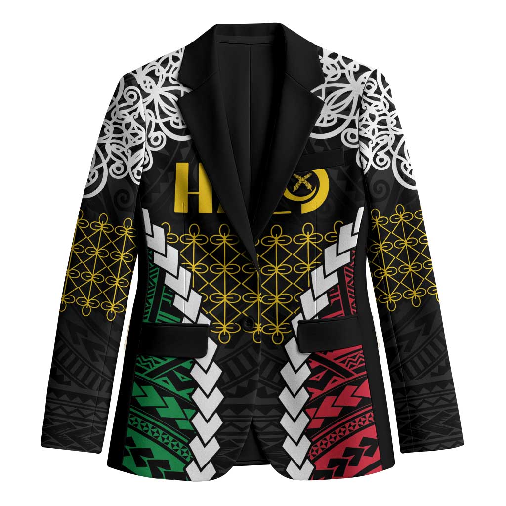 Halo Vanuatu Pride Blazer Vanuatuan Sand Drawing Pattern LT9 Unisex Black - Polynesian Pride
