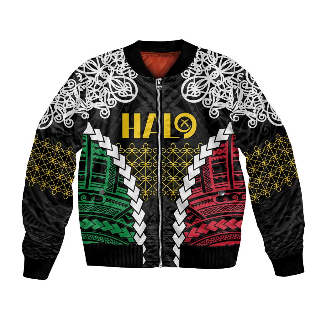 Halo Vanuatu Pride Bomber Jacket Vanuatuan Sand Drawing Pattern
