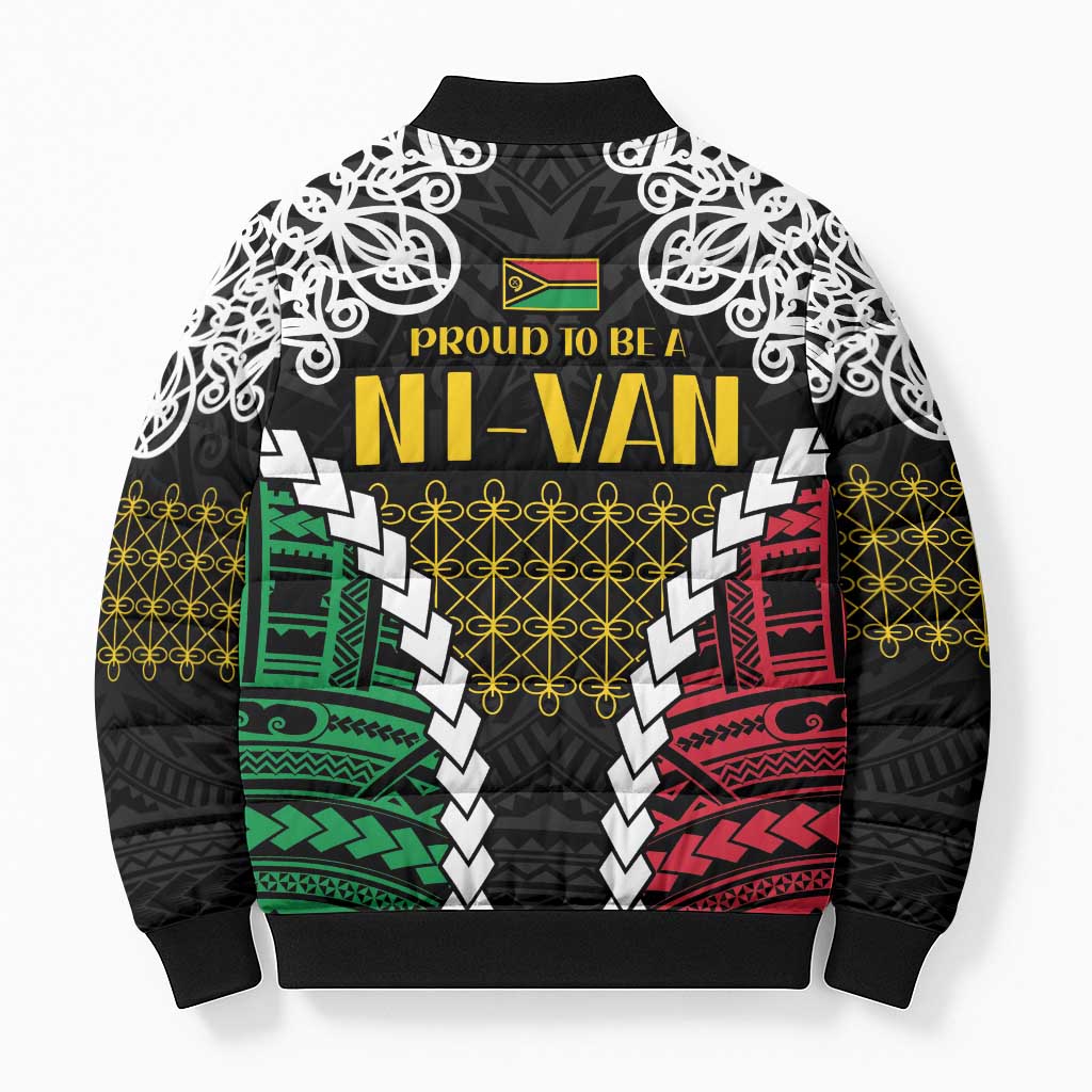 Halo Vanuatu Pride Bomber Puffer Jacket Vanuatuan Sand Drawing Pattern LT9 - Polynesian Pride