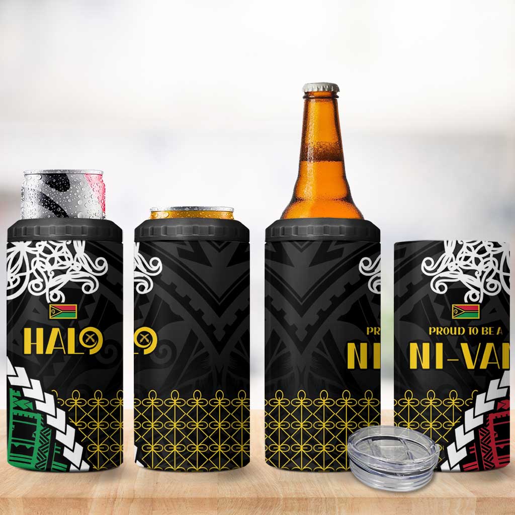 Halo Vanuatu Pride 4 in 1 Can Cooler Tumbler Vanuatuan Sand Drawing Pattern LT9 - Polynesian Pride