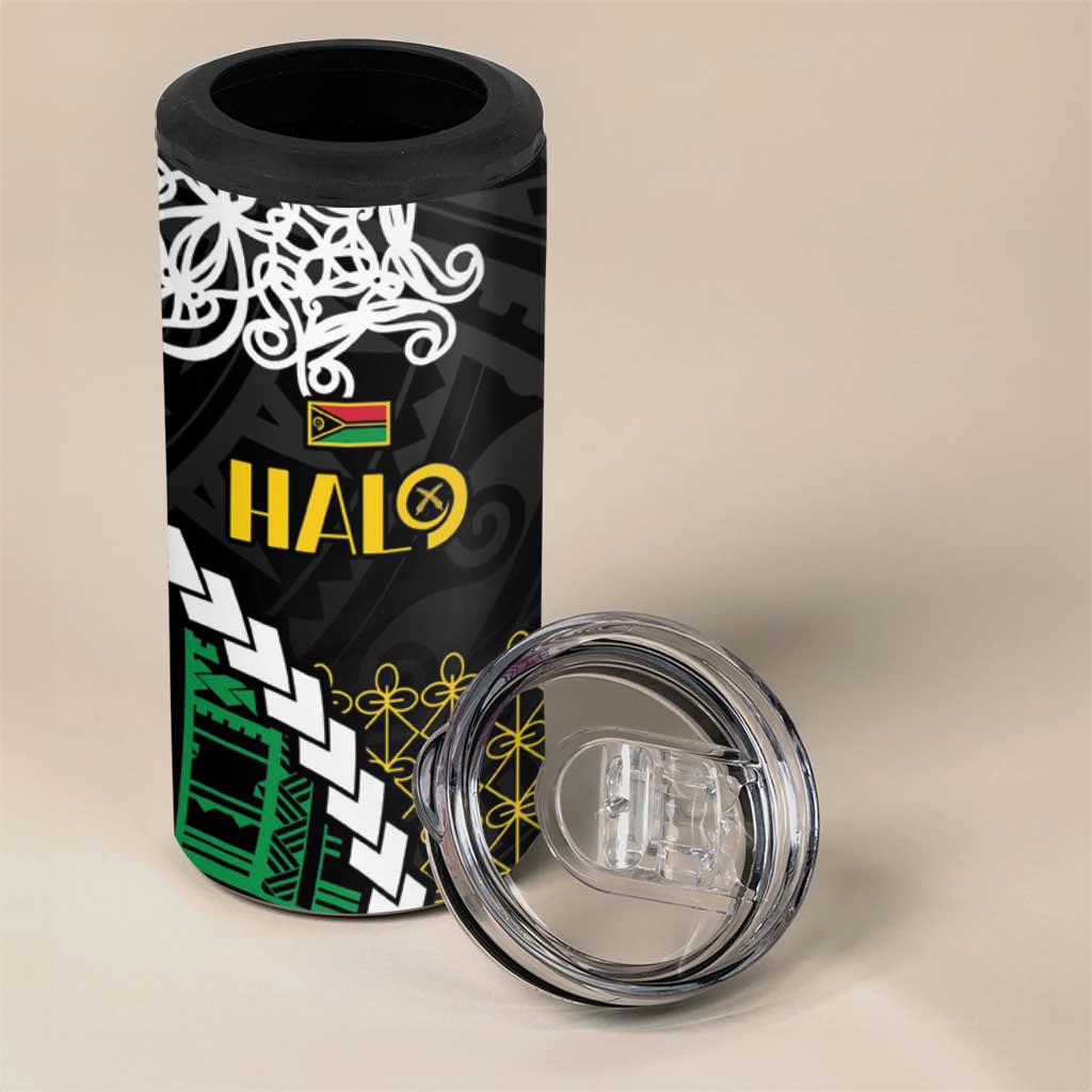 Halo Vanuatu Pride 4 in 1 Can Cooler Tumbler Vanuatuan Sand Drawing Pattern LT9 - Polynesian Pride