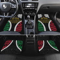 Halo Vanuatu Pride Car Mats Vanuatuan Sand Drawing Pattern LT9 Set 4pcs Black - Polynesian Pride