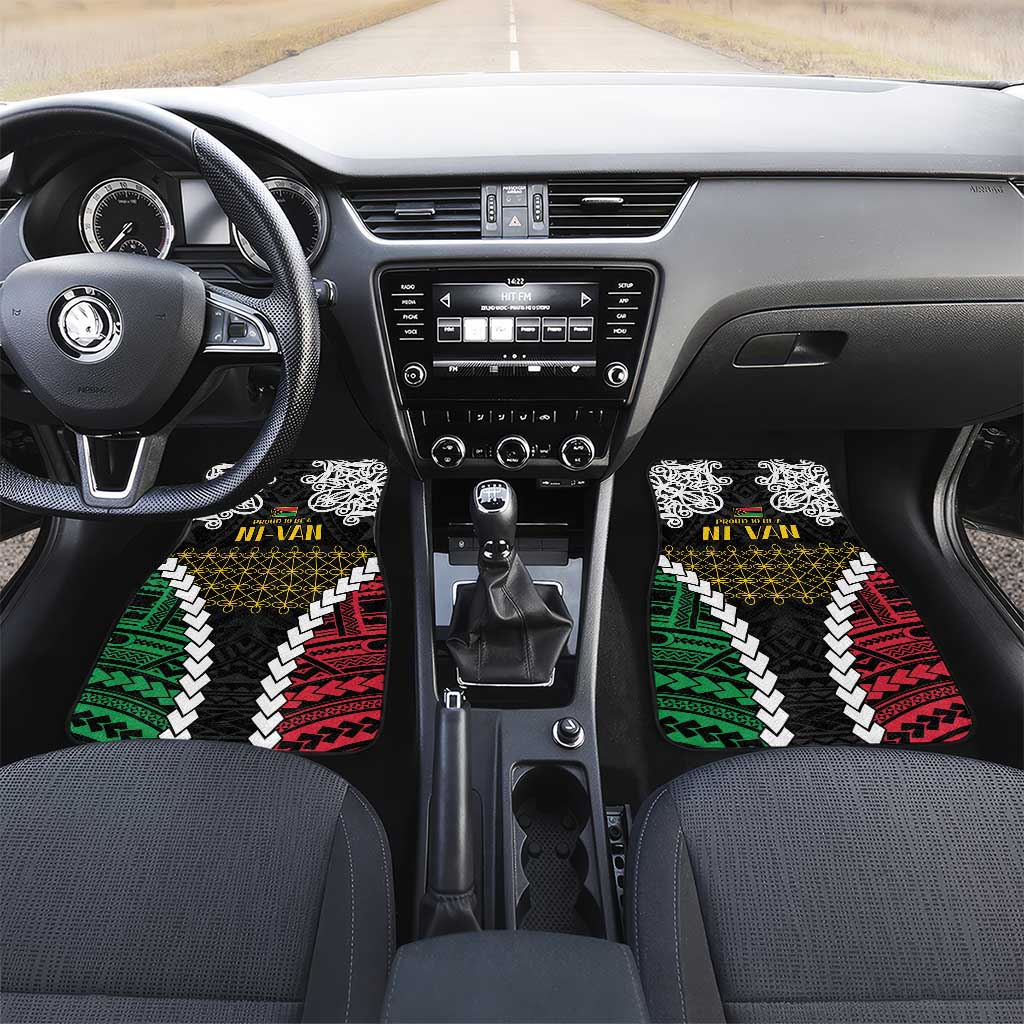 Halo Vanuatu Pride Car Mats Vanuatuan Sand Drawing Pattern LT9 Set 2pcs - Front Black - Polynesian Pride