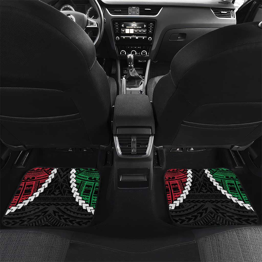 Halo Vanuatu Pride Car Mats Vanuatuan Sand Drawing Pattern LT9 Set 2pcs - Back Black - Polynesian Pride
