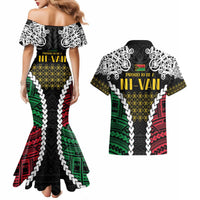 Halo Vanuatu Pride Couples Matching Mermaid Dress and Hawaiian Shirt Vanuatuan Sand Drawing Pattern LT9 - Polynesian Pride
