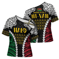 Halo Vanuatu Pride Cross Shoulder Shirt Vanuatuan Sand Drawing Pattern LT9 - Polynesian Pride