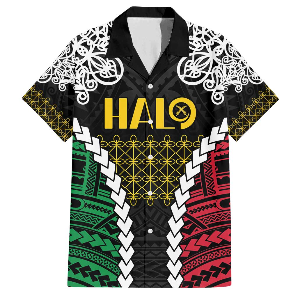 Halo Vanuatu Pride Family Matching Long Sleeve Bodycon Dress and Hawaiian Shirt Vanuatuan Sand Drawing Pattern