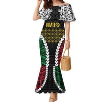 Halo Vanuatu Pride Family Matching Mermaid Dress and Hawaiian Shirt Vanuatuan Sand Drawing Pattern