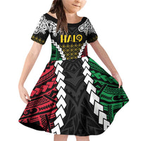 Halo Vanuatu Pride Family Matching Off Shoulder Short Dress and Hawaiian Shirt Vanuatuan Sand Drawing Pattern