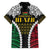Halo Vanuatu Pride Family Matching Off Shoulder Short Dress and Hawaiian Shirt Vanuatuan Sand Drawing Pattern