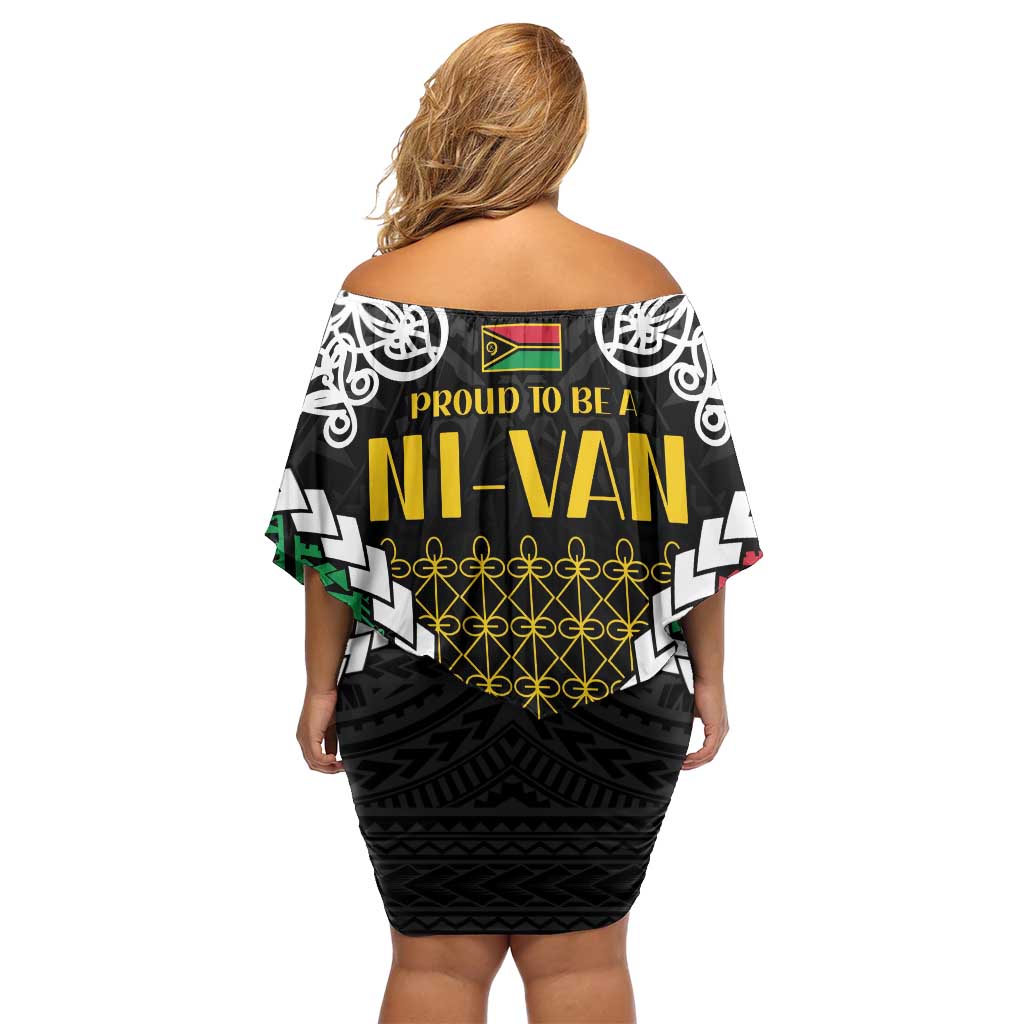 Halo Vanuatu Pride Family Matching Off Shoulder Short Dress and Hawaiian Shirt Vanuatuan Sand Drawing Pattern