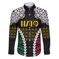 Halo Vanuatu Pride Family Matching Short Sleeve Bodycon Dress and Hawaiian Shirt Vanuatuan Sand Drawing Pattern