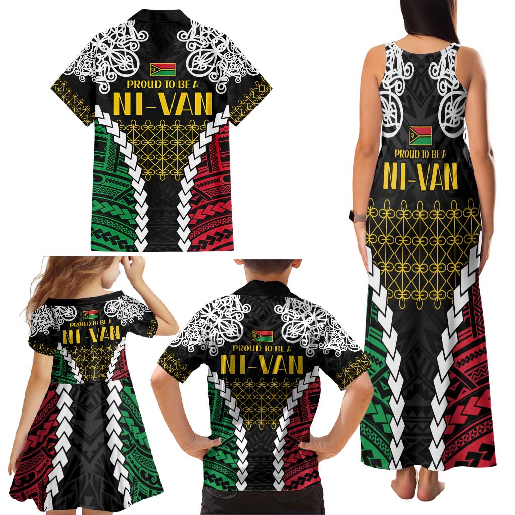 Halo Vanuatu Pride Family Matching Tank Maxi Dress and Hawaiian Shirt Vanuatuan Sand Drawing Pattern