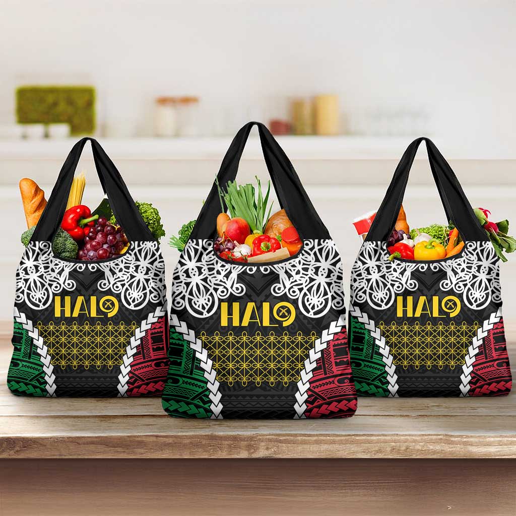 Halo Vanuatu Pride Grocery Bag Vanuatuan Sand Drawing Pattern