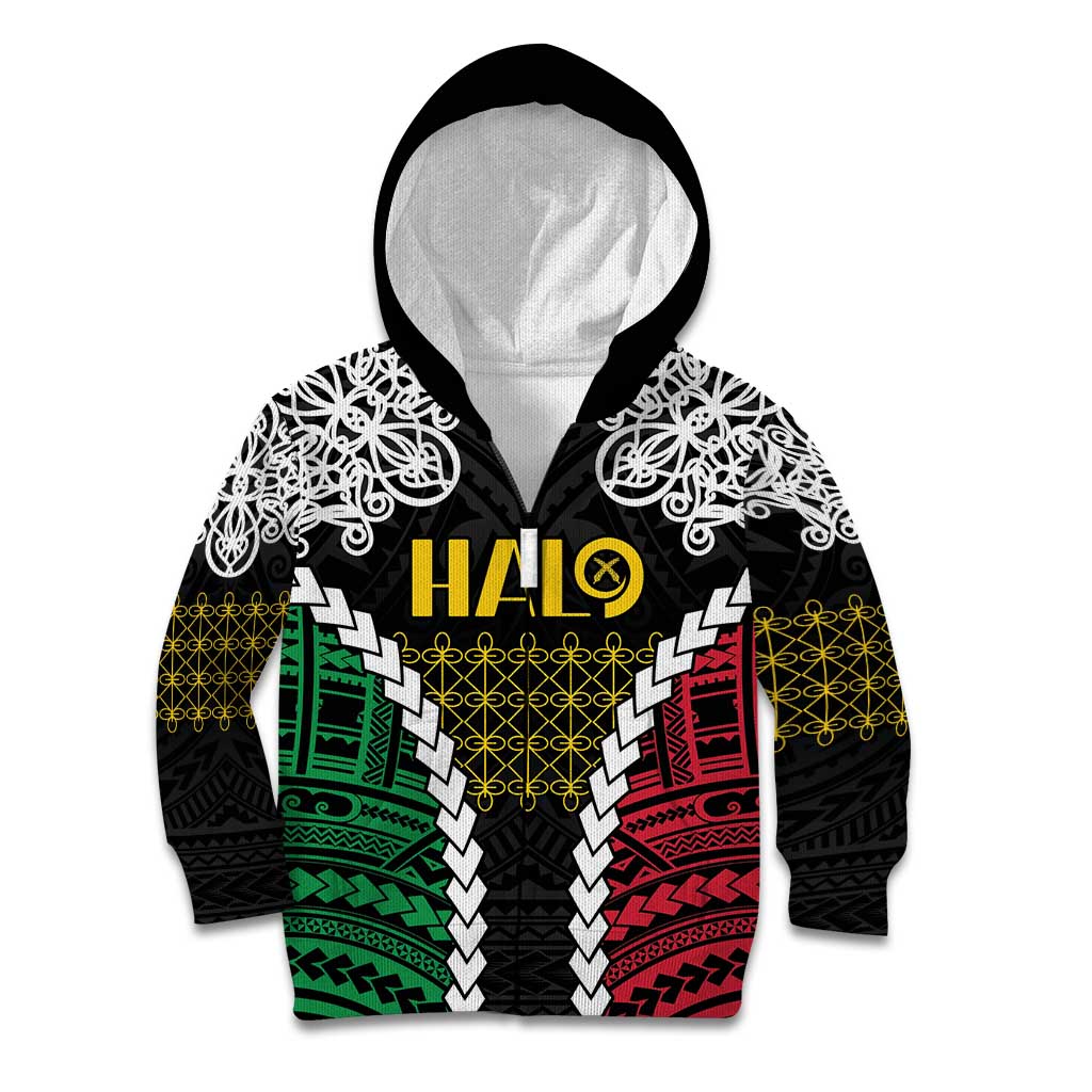 Halo Vanuatu Pride Kid Hoodie Vanuatuan Sand Drawing Pattern