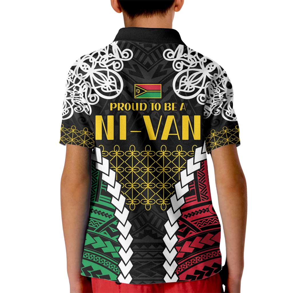 Halo Vanuatu Pride Kid Polo Shirt Vanuatuan Sand Drawing Pattern