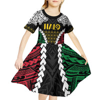 Halo Vanuatu Pride Kid Short Sleeve Dress Vanuatuan Sand Drawing Pattern