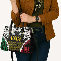 Halo Vanuatu Pride Leather Bag Vanuatuan Sand Drawing Pattern - Polynesian Pride