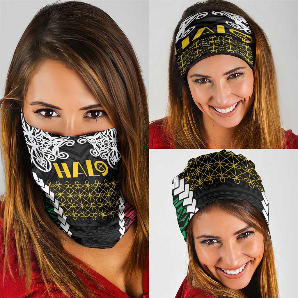 Halo Vanuatu Pride Neck Gaiter Vanuatuan Sand Drawing Pattern - Polynesian Pride