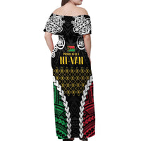 Halo Vanuatu Pride Off Shoulder Maxi Dress Vanuatuan Sand Drawing Pattern LT9 - Polynesian Pride